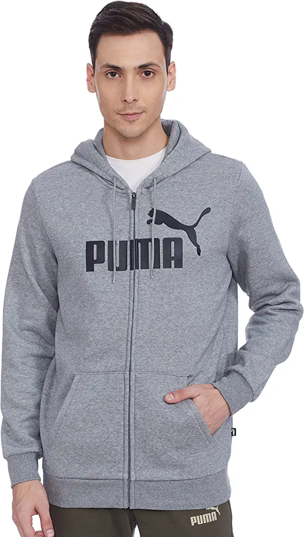 Puma Men ESS Big Logo FZ Hoodie FL Medium Gray