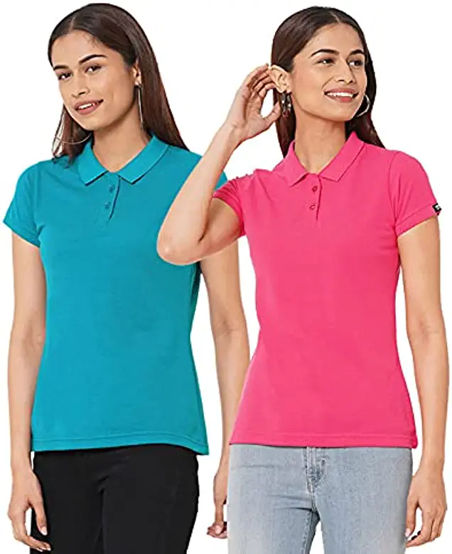 Wear Your Opinion women's Slim Fit Polo Collar Neck Half Sleeve T-Shirt