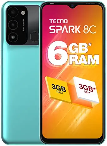 Tecno Spark 8C Turquoise Cyan (3GB RAM,64GB Storage) | Upto 6GB RAM | 13MP Dual Camera
