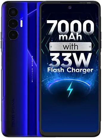 Tecno POVA 3 (Electric Blue, 4GB RAM,64GB Storage) | 7000mAh Battery |33W Fast Charger 24% off