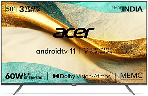 Acer 126 cm (50 inches) H Series 4K Ultra HD Android Smart LED TV AR50AR2851UDPRO (Black) 26% off