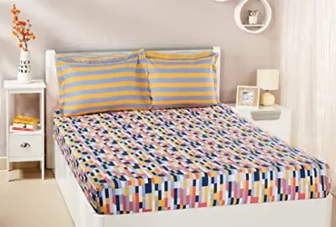 Amazon Brand – Solimo 120 TC 100% Cotton Double Bedsheet with 2 Pillow Covers, Balmy Bricks (Orange)