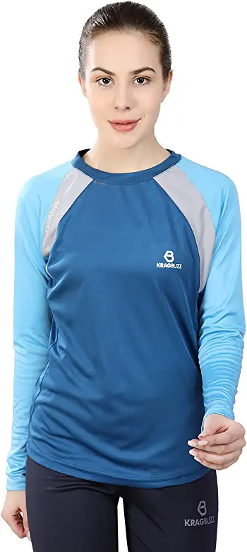 KRAGBUZZ Polyester Solid Round Neck Fit Long Sleeve Gym,Sports Athletic,Workout Yoga Womens T-Shirt