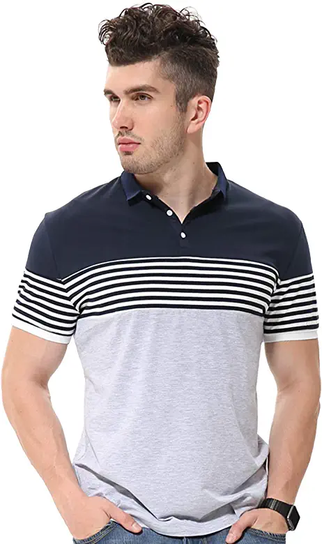 fanideaz Mens Cotton Half Sleeve Striped Polo T Shirt with Collar
