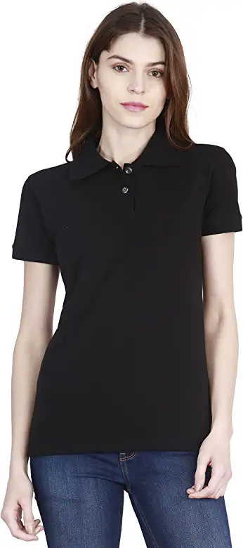 FLEXIMAA Solid Women's Polo Neck T-Shirt