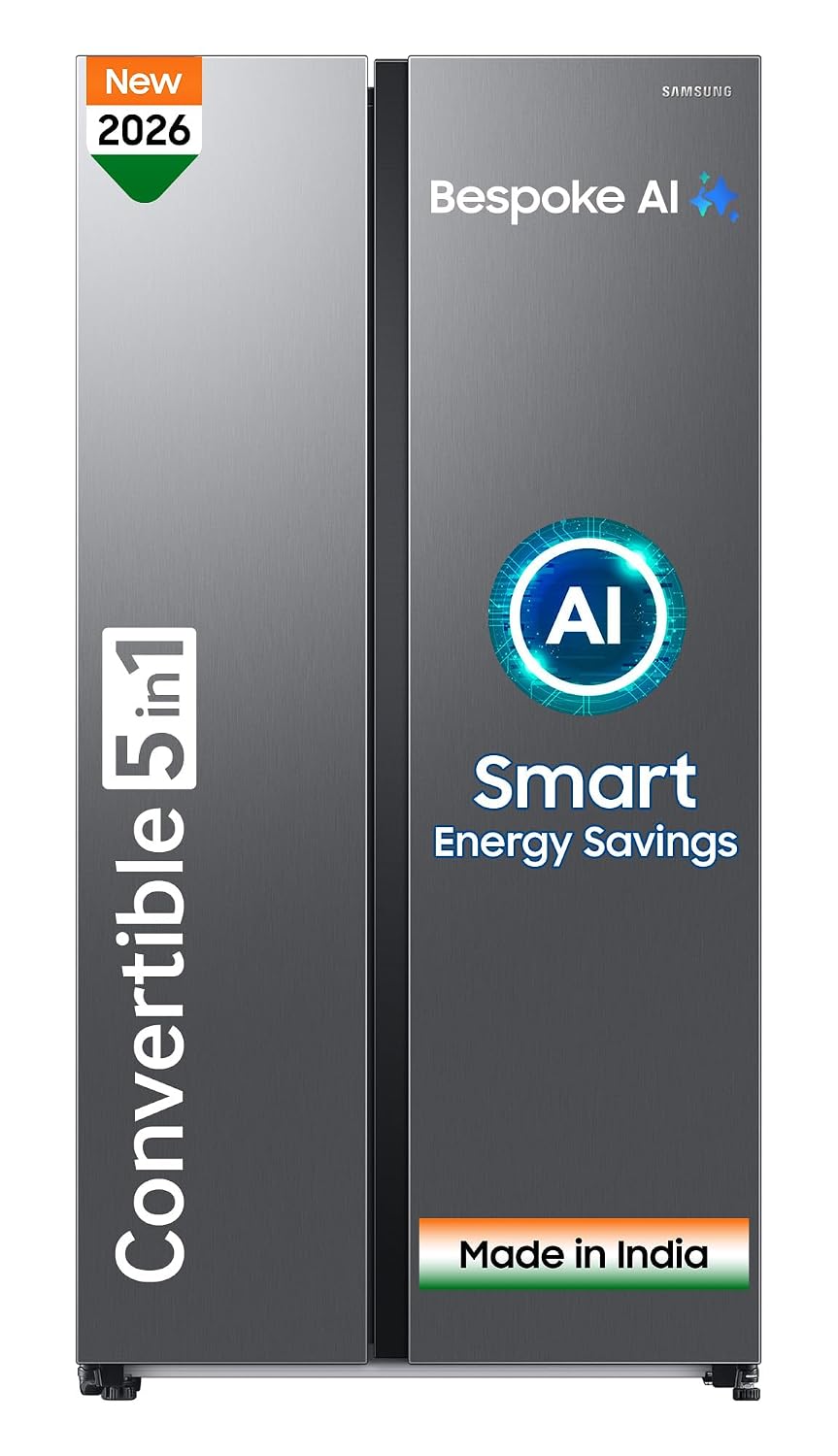 Samsung 653 L Smart Side-by-Side Refrigerator – 5-in-1 Convertible, AI Enabled & WiFi